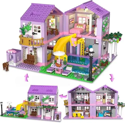TOY PLAYER Sonnen-Villa Freundinnen Bauset, kompatibel mit marktführenden Bausteinen, 3-in-1 Freundinnen Konstruktionsspielzeug, pädagogisches Geschenk für Kinder von 8–12 Jahren und älter, 1081 Teile