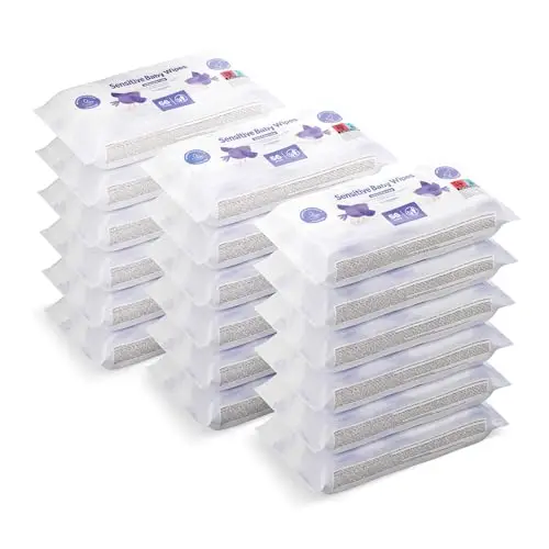 by Amazon Sensitive Babyfeuchttücher 1008 Tücher, unparfümiert, 18 Packungen à 56 Stück