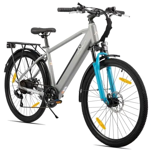 HILAND 26 Zoll E-Bike Mountainbike, 250W Motor, Elektrofahrrad mit 10,4Ah Akku, E-MTB mit 7-Gang, Doppelscheibenbremse, Unisex Elektro Fahrrad für Damen & Herren