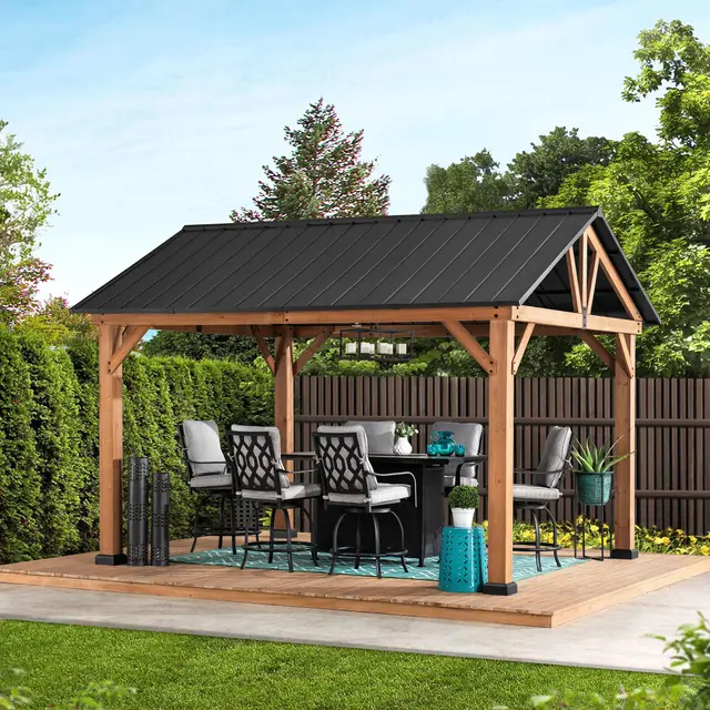 sunjoy holzpavillon 4x3 36 m garten