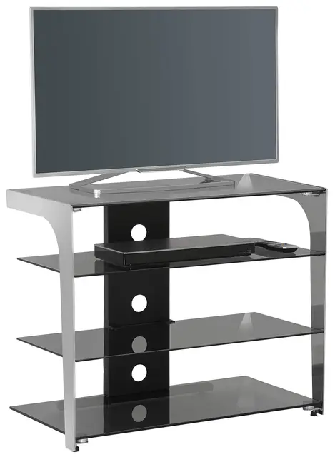 MAJA Möbel Media Modelle Glas TV-Rack, Metall Chrom-Rauchglas, One Size
