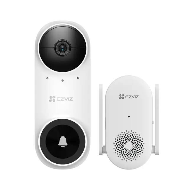 EZVIZ 2K Video Türklingel mit Chime, Akku Türklingel mit Kamera, KI Personenerkennung, Zwei-Wege-Audio, 6m Nachtsicht, 100% Kabellos, 5000mAh Batterie, Nicht Wasserdicht, CP3