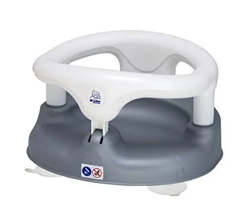 Rotho Babydesign Badewannensitz grau ab 7 Monate Rutschfester Badesitz mit hohem Sitzkomfort und Kindersicherung - Sitzhilfe- Badehilfe