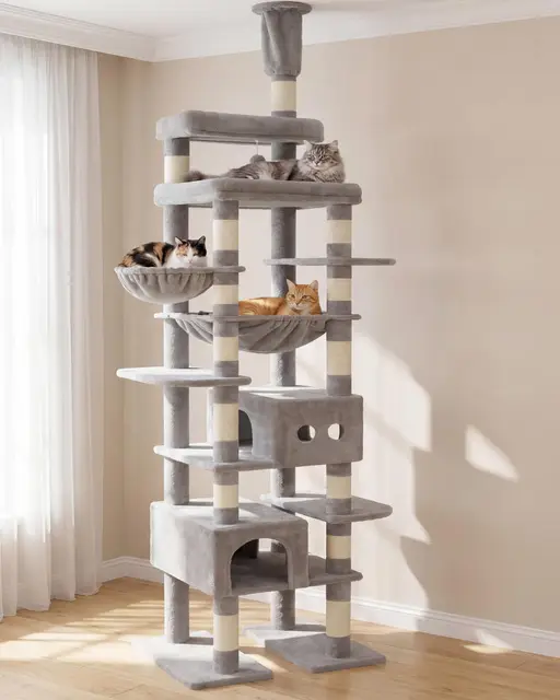Heybly HCT092W XXL Kratzbaum deckenhoch 266–296 cm, 15 Sisalpfosten