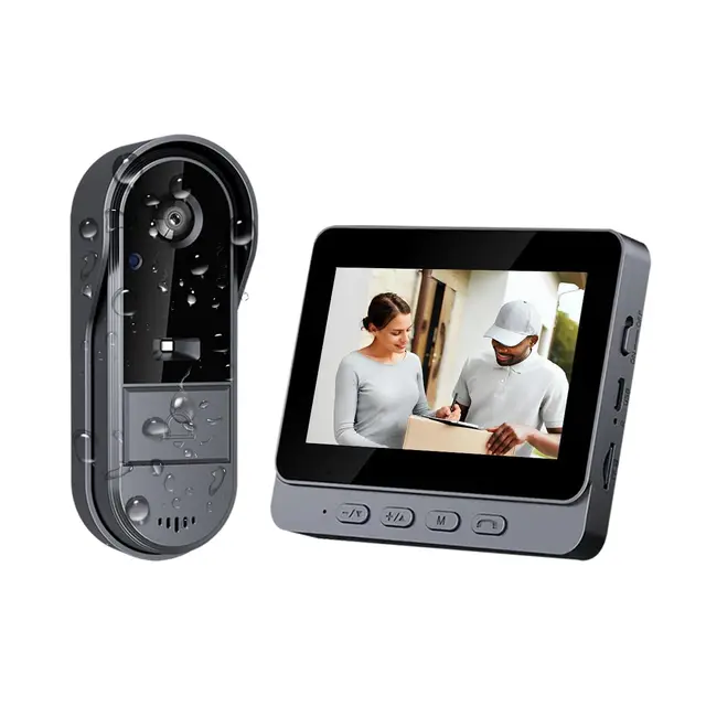 TKMARS Türklingel mit Kamera und Monitor, Kein WLAN oder App erforderlich, 4,3 Zoll Bildschirm, Kabellose Funk 1080P Video Türsprechanlage, 170° Weitwinkel, Nachtsicht, 2-Wege-Audio, IP65 Wasserdicht
