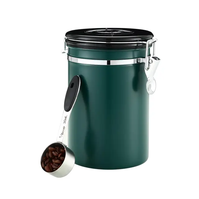 BUCOMTU Kaffeedose 1,8 L Edelstahl luftdicht mit Datumsanzeige