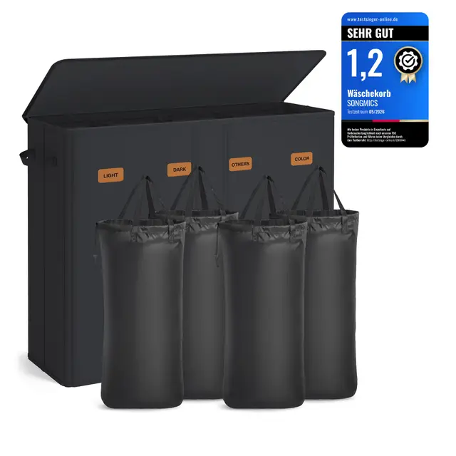 songmics wäschekorb 4 fächer 210l