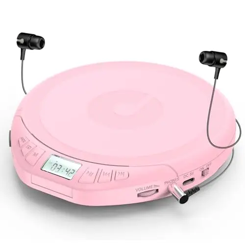 Gueray Rosa CD-Player mit Kopfhörer