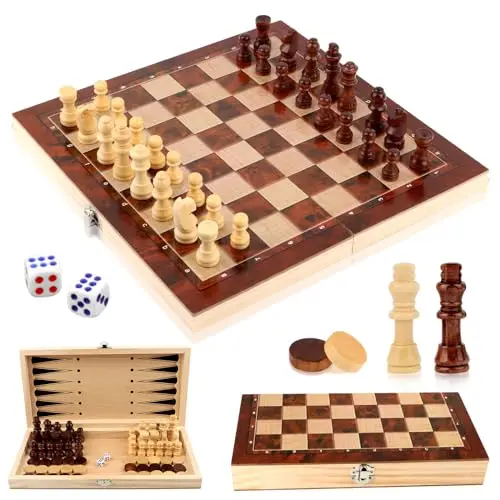 talifoca 3-in-1 Holz-Schachspiel