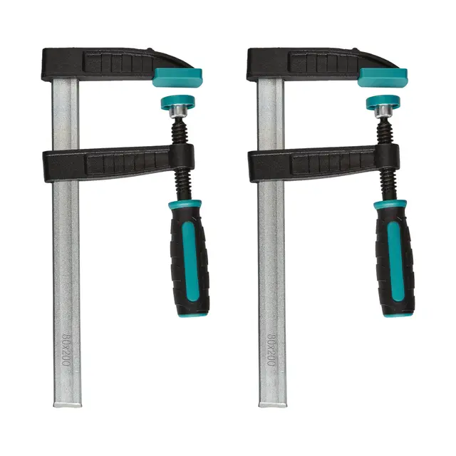 wolfcraft 2 Schraubzwingen - Für vielfältige Spannanwendungen – ideal für DIY-Projekte I Spannkraft 270 kg - Ausladung 80 mm I Spannweite 200 mm - 8646000