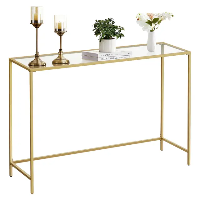 vasagle konsole gold glas 100x20x80cm