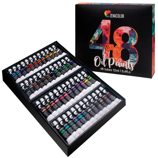zenacolor 48 tuben ölfarbe set 12ml