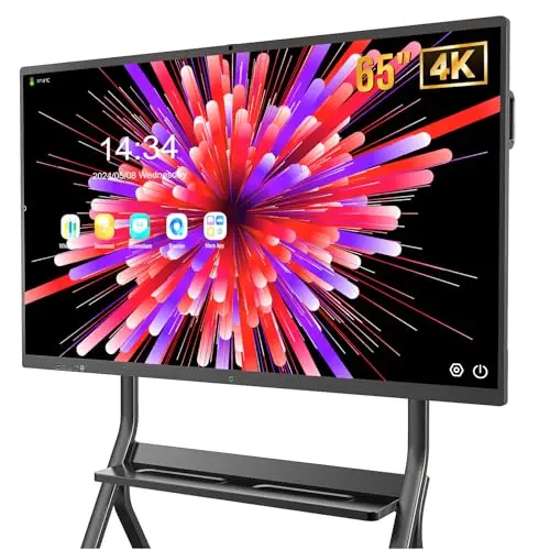 65 Zoll interaktives Whiteboard, Smartboard 4K UHD Touchscreen, Android 13, 8+128 GB, für Klassenzimmer & Büro, WiFi, Bluetooth, HDMI, Kamera, Mikrofon inkl.Wandhalterung