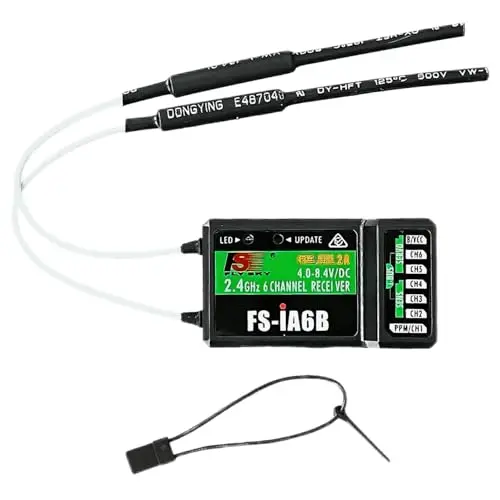 Flysky FS-iA6B 2,4 GHz 6-Kanal RC-Empfänger | Optimal für Flysky Fernsteuerungen mit AFHDS 2A (i6, i6X, i6S usw.) | Für Drohnen, Flugmodelle, RC-Autos & Boote (iA6B)