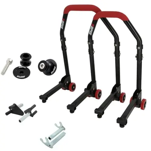 SEFIS M20 Motorradständer Set + Prismabuchsen M8 Motorradheber Serviceständer Front und Heck Motorrad montageständer hinten Motorrad ständer Set (für Ducati Monster Multistrada V4)