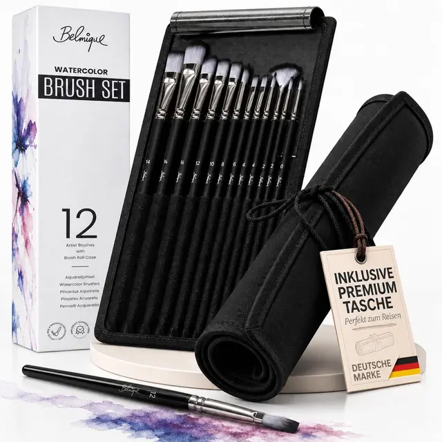 belmique aquarellpinsel set 12-teilig