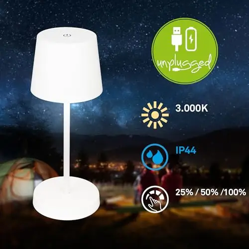 BRILONER LED Akku Tischlampe kabellos 2er-Set Touch dimmbar 26cm weiß