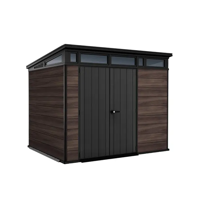Keter Gartenhaus Signature 9x7, Gerätehaus Kunststoff in Rosenholz-Optik, 277x218x226 cm, abschließbar, mit Bodenplatte