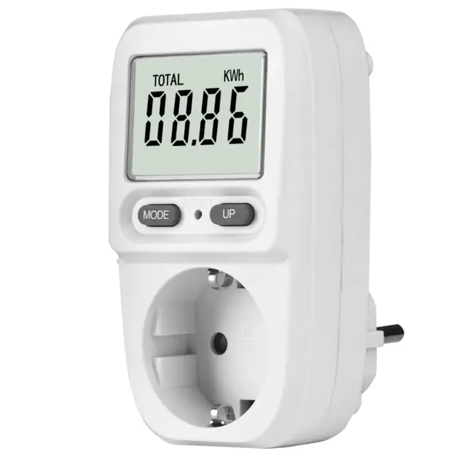 MECHEER Stromverbrauchsmesser Energiekostenmessgerät Stromzähler für Steckdose, Energiemessgerät Stromverbrauchszähler Strommessgerät 5 Modi LCD Wattmeter KWH Strommesser Überlastungswarnung 3680W
