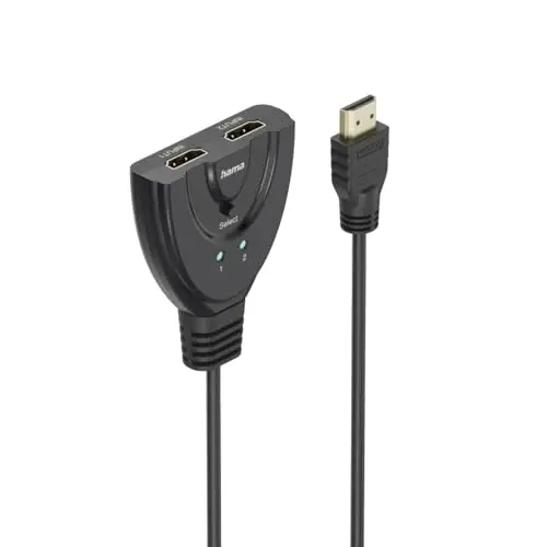 Hama HDMI Splitter 4k, 2x1 (HDMI Switch 2in1 Out, 2 Geräte an 1 Monitor, HDMI Verteiler unterstützt 4k@60Hz, 3D, HDMI 2.0, für Spielekonsole, Laptop, Blu-ray-Player, Plug & Play) schwarz