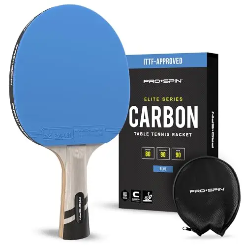 PRO-SPIN Tischtennisschläger – ITTF-zugelassener Carbon Profischläger für überlegene Präzision und Spin | Profi-Obergummi, 2,0 mm Schwammstärke, Schutzhülle