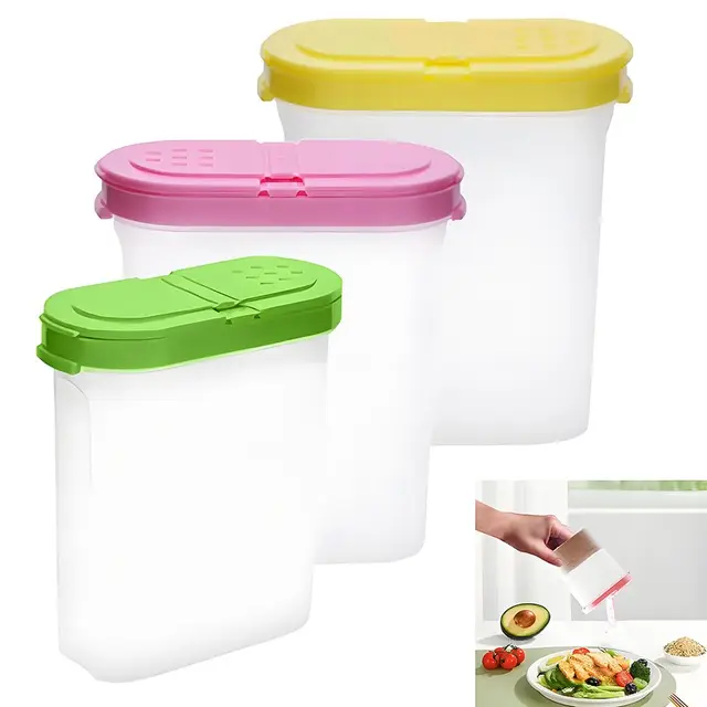 3 Stück Vorratsdosen Set, 250ml Gewürzboxen Aufbewahrung, Schüttdosen Transparent mit Klappdeckeln, BPA Frei Kunststoff Vorratsdosen für Küche Gewürze, Salz, Zucker, Pfeffer Verwendet