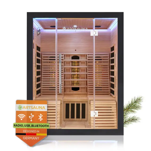 Artsauna Helsinki 150 Infrarotkabine Dual LED Schwarz
