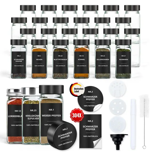 omozun gewürzgläser eckig 24er set