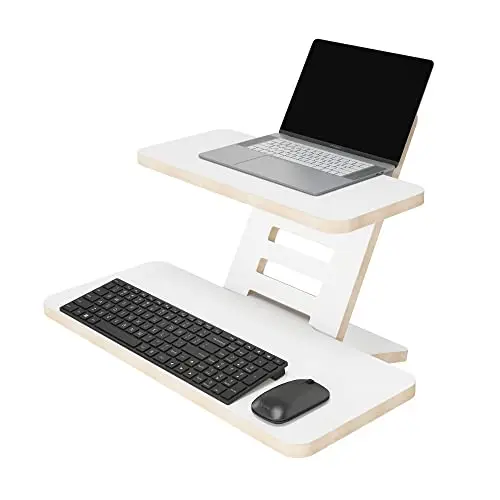 Stehschreibtisch Aufsatz | Stehpulte | Stehpult Holz | Laptopständer | Ständer | Stehtisch Aufsatz | Rednerpult | Schreibtischaufsatz | Stehpult Höhenverstellbar | Made in EU (Weiß)