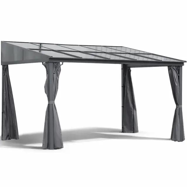 Terrassendach Toledo | Terrassenüberdachung Gartenpavillon lichtdurchflutet Aluminium | Hardtop Pavillon 12 m² - 4 x 3 m (B x T) anthrazit incl. 270° Wind- und Regenschutz
