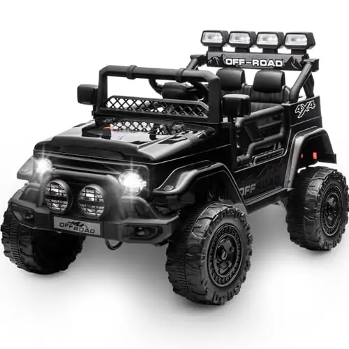 HAUSPROFI Kinder Elektroauto 12V, Elektroauto für Kinder mit 2,4G Fernbedienung, LED, Bluetooth, Musik, 3-5 km/h, Kinderauto Elektrisch, Elektro Kinderauto für ab 3 Jahren, Schwarz