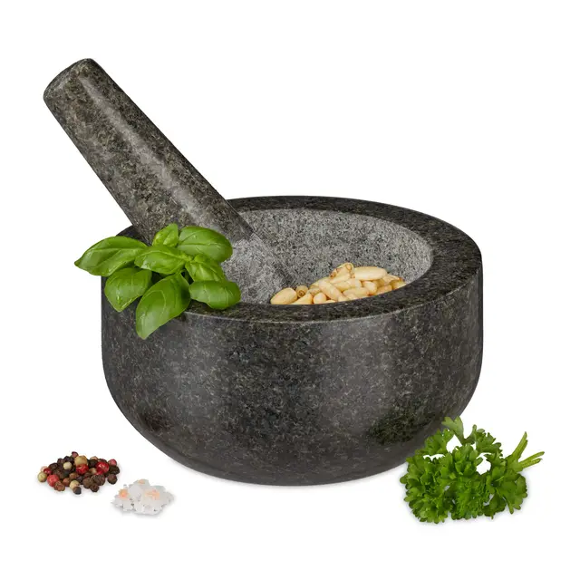 relaxdays granit mörser mit stößel 16 cm