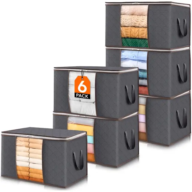 Lifewit Aufbewahrungstasche Schrank Organizer 60L, 6er-Set, Grau