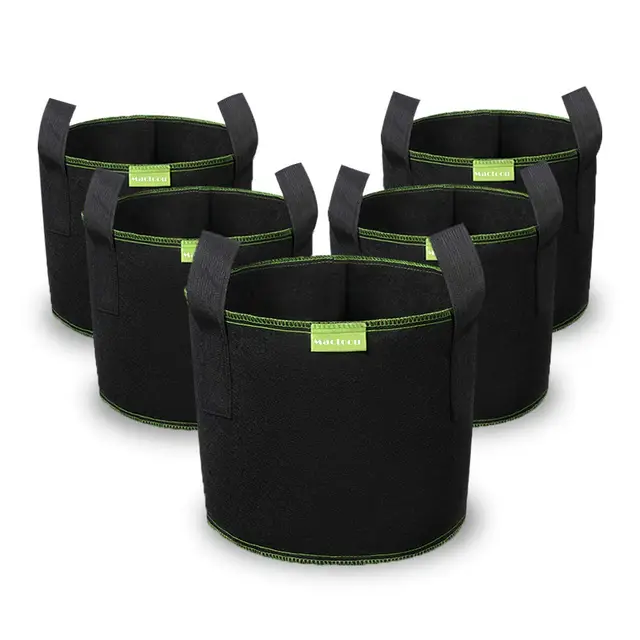 Mactoou Pflanzen Tasche Grow Tasche Pflanzbeutel mit Griffe, 5X 40L AtmungsaktivBeutel Pflanzsack für Tomaten, Gemüse, Blumen, Pflanzen, 10 Gallonen