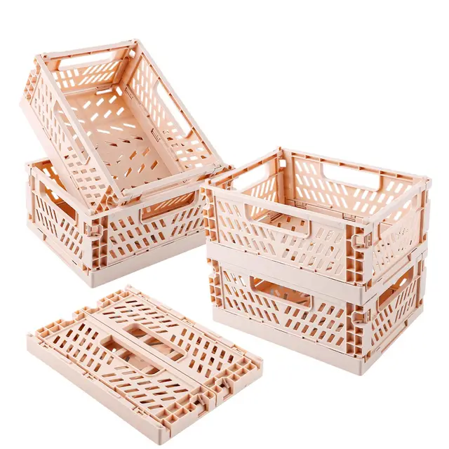 APACALI 5 Stück Klappboxen Faltbar Aufbewahrungskiste Einkaufskorb aus Kunststoff Aufbewahrungskorb 22x14.8x8.7CM für Küche Bad Büro Schlafzimmer Schrank