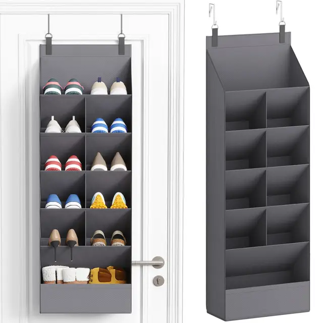 Lifewit 6 Ebene über die Tür Schuh mit 11 großen tiefen Taschen, 1 Packung Stoff hängende Schuhe Aufbewahrung für Schrank, passen bis zu 12 Paar Schuh Rack Halter für Turnschuhe, Stiefel, Grau