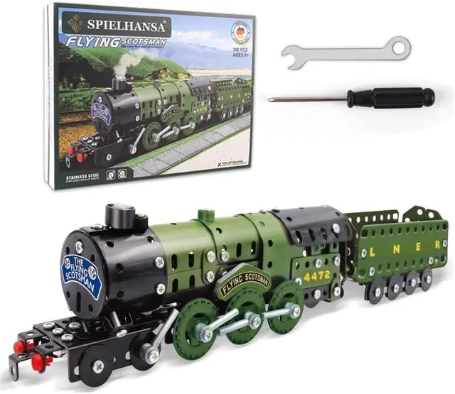 Kinder MINT-340 teiliges Modelleisenbahn Metallbaukasten des Flying Scotsman,Geburtstagsgeschenke Kinder im Alter 9 10 11 12 13 14 15