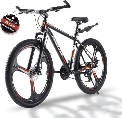 LSLIFE Mountainbike, 21-Gang-Getriebe, Scheibenbremse, Vollständig verstellbare Federung, Aluminiumrahmen, Verriegelungsgriff, Allgemeine Doppelscheibenbremse für Männer und Frauen