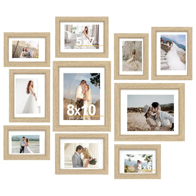 povrgive 10er bilderrahmen set holz