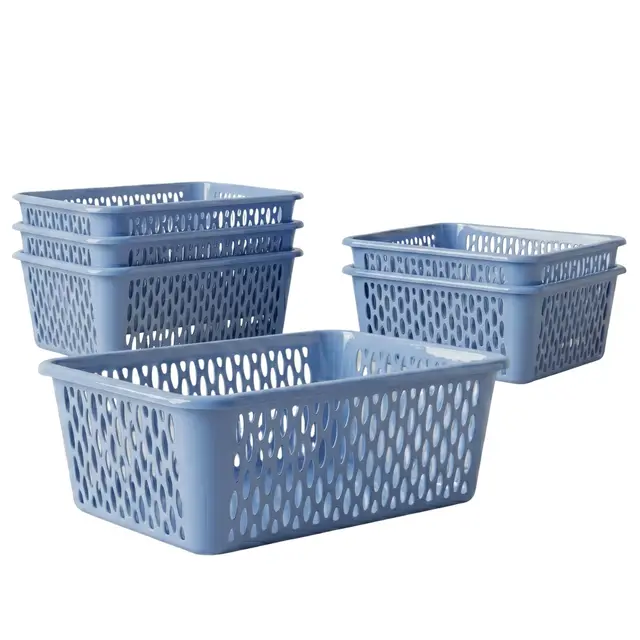 Kaja 6er Set Aufbewahrungskorb - Kunststoff Ordnungsbox für Schubladen, Küche & Haushalt - Vielseitiger Organizer Aufbewahrungsbox - 30 x 20 x 10 cm - Hellblau