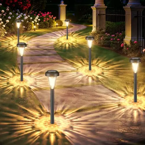 FIFlying Solarlampen für Außen Garten, 6 Stück Warmweiß LED Solarleuchten, Garten Deko Beleuchtung, IP65 wasserdicht Solarlampe für Garten, Außen, Terrasse, Rasen, Hof, Wege - 3000K