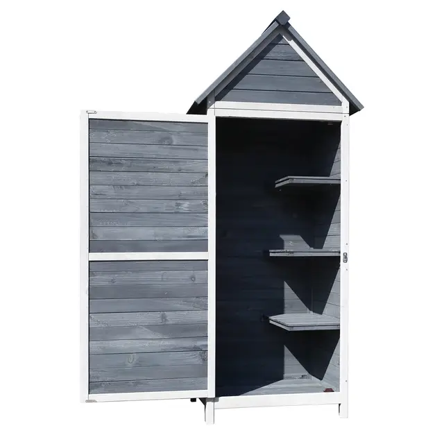 wiltec gartenschrank holz grau