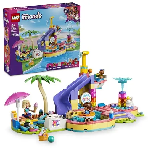 LEGO Friends Lustiger Tag im Wasserpark - Miniatur Spielset mit Rutsche, 2 Minifiguren, 4 Tierfiguren und Tierzubehör - Kinderzimmer Deko - Geschenk zum Geburtstag für Mädchen ab 6 Jahren - 42676