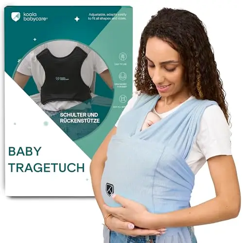 Koala Babycare Tragetuch Baby Neugeborene - Einfach Anzuziehen für Mütter und Väter - Babytrage Multi-Use Bis 9kg - Babytragetuch Blau