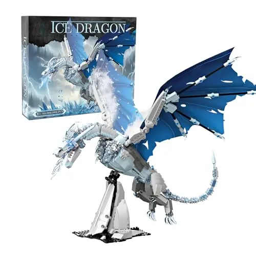 Ideas Ice Dragon Spielzeug Klemmbausteine Bausteinen，Kompatibel Mit MOC Magic Eisdrache STEM Geschenk für Fernsehdrama Fans Erwachsene und Jungen ab 8-16+ (1019 PCS)