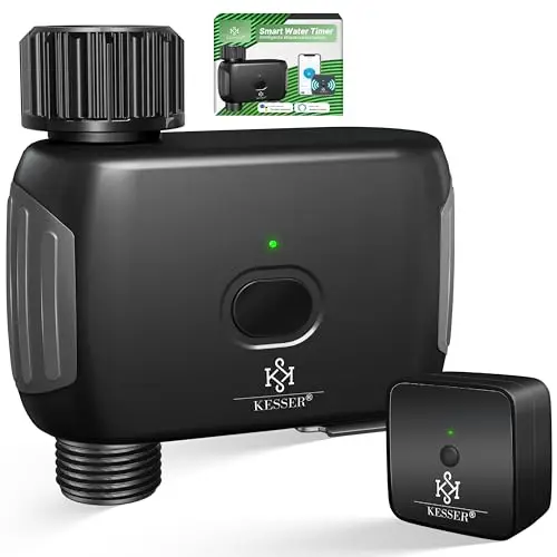 KESSER® Bewässerungssteuerung mit WLAN WiFi | Bewässerungscomputer für Garten & Balkon | Bewässerungssystem mit Zeitschaltuhr | Automatische Bewässerung App & Sprachsteuerung | Schwarz