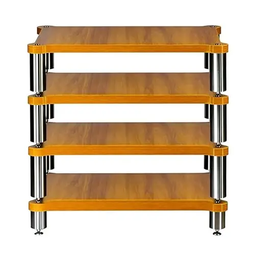 HiFi-Rack AV-Regal 1/2/3/4-stufiges Plattenspielerständer AV-Medien-Eckregal Für Wohnzimmer & Arbeitszimmer Für DVD-Player Spielekonsole TV-Box WLAN-Router(Wood Color-A,60 * 93 * 48cm(4Tier))