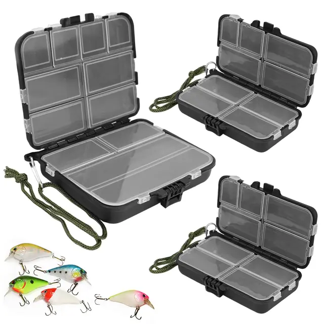 KOUHA 3 Stücke Köderbox Angeln Tackle Box Hardbait Doppelseitig Köderbox Angeln mit Handseil und Verstellbaren Einzelfächern - 2 Größen Angelbox Double Face Box Angelköder (3 Stücke)