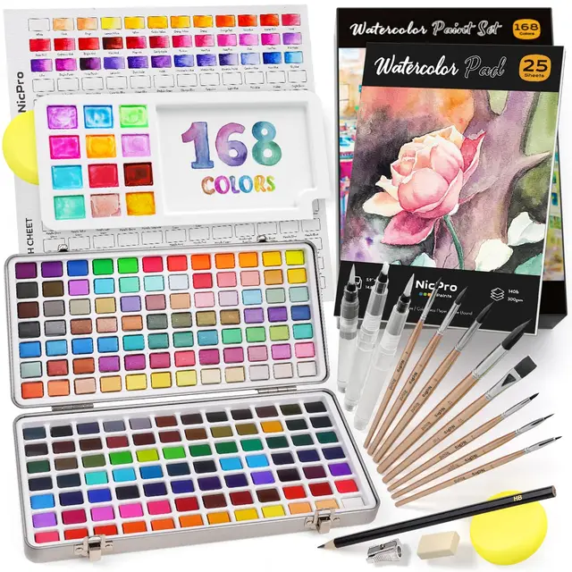 nicpro 168 farben aquarellfarben set