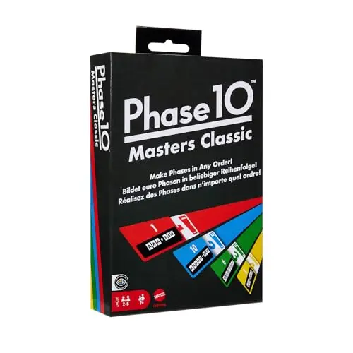 Mattel Games Phase 10 Masters Classic Kartenspiel, Familienkartenspiel mit 60 Phase-Zielkarten, die in beliebiger Reihenfolge gelegt werden können, für 2 bis 6 Spieler, JFD07